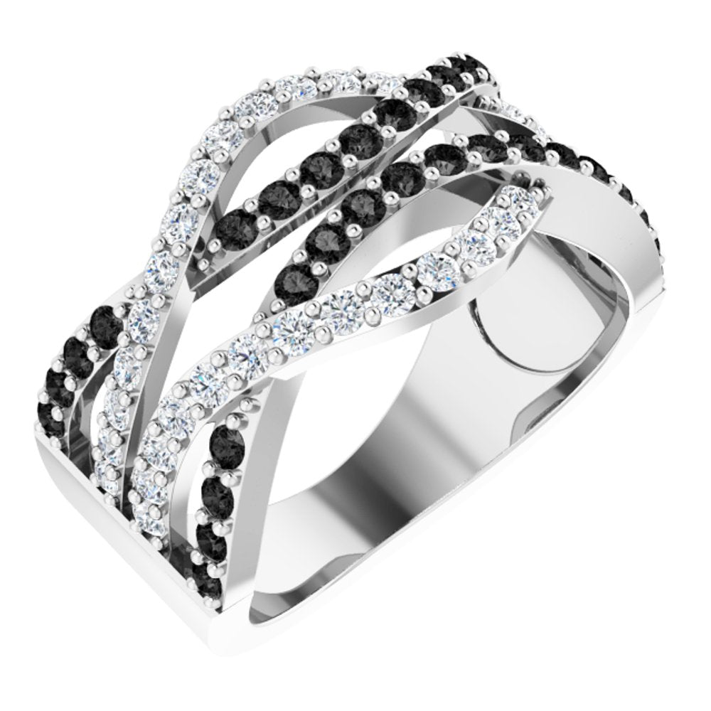 14K White Gold 1 CTW Natural Black & White Diamond Ring