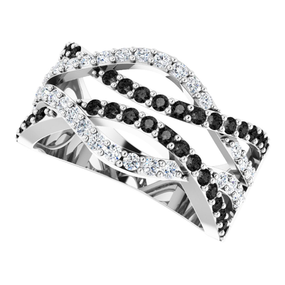 14K White Gold 1 CTW Natural Black & White Diamond Ring