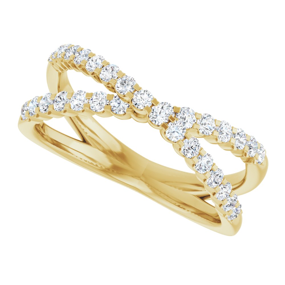 14K Yellow Gold 1/2 CTW Natural Diamond Criss-Cross Ring