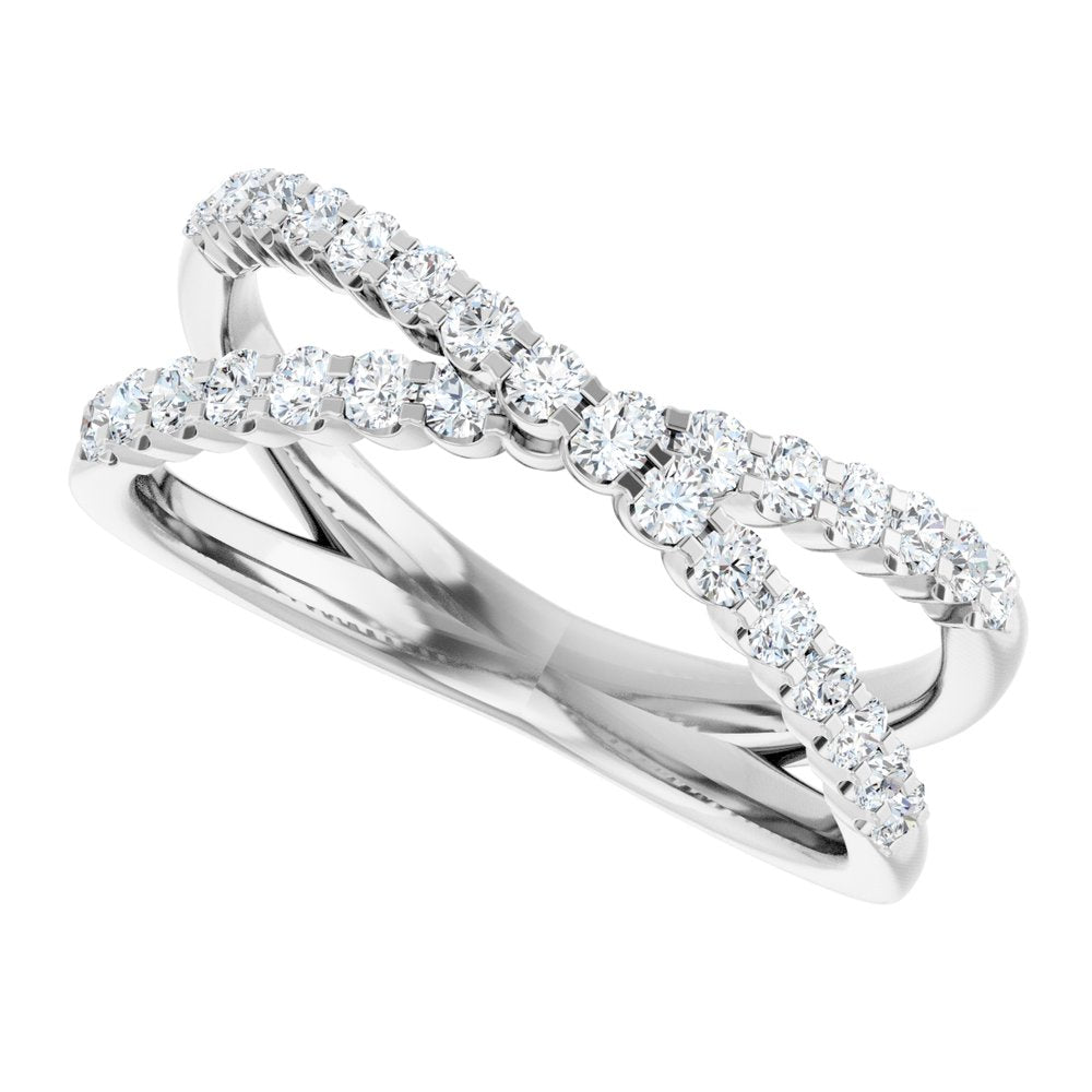 14K White Gold 1/2 CTW Lab-Grown Diamond Criss-Cross Ring