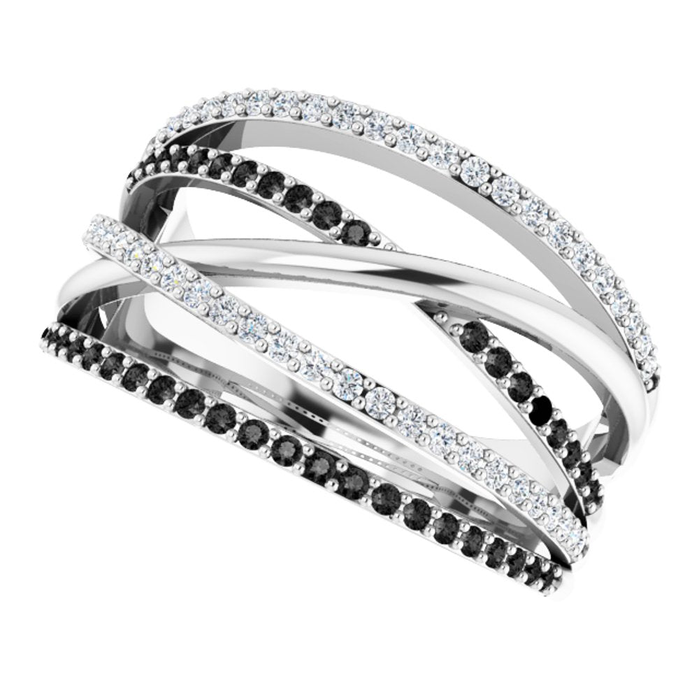 14K White Gold 1/2 CTW Natural Black & White Diamond Ring