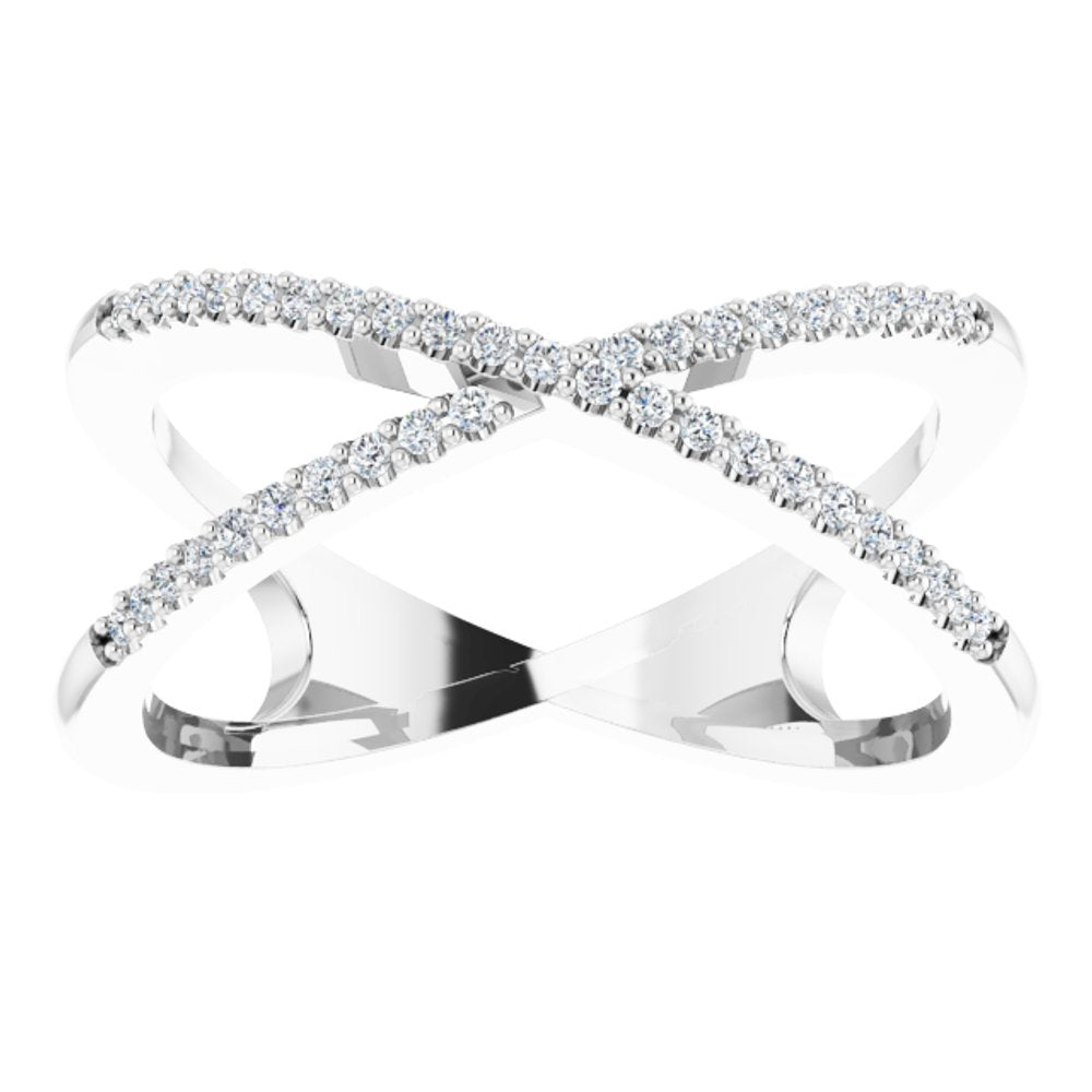 14K White Gold 1/6 CTW Natural Diamond Criss-Cross Ring