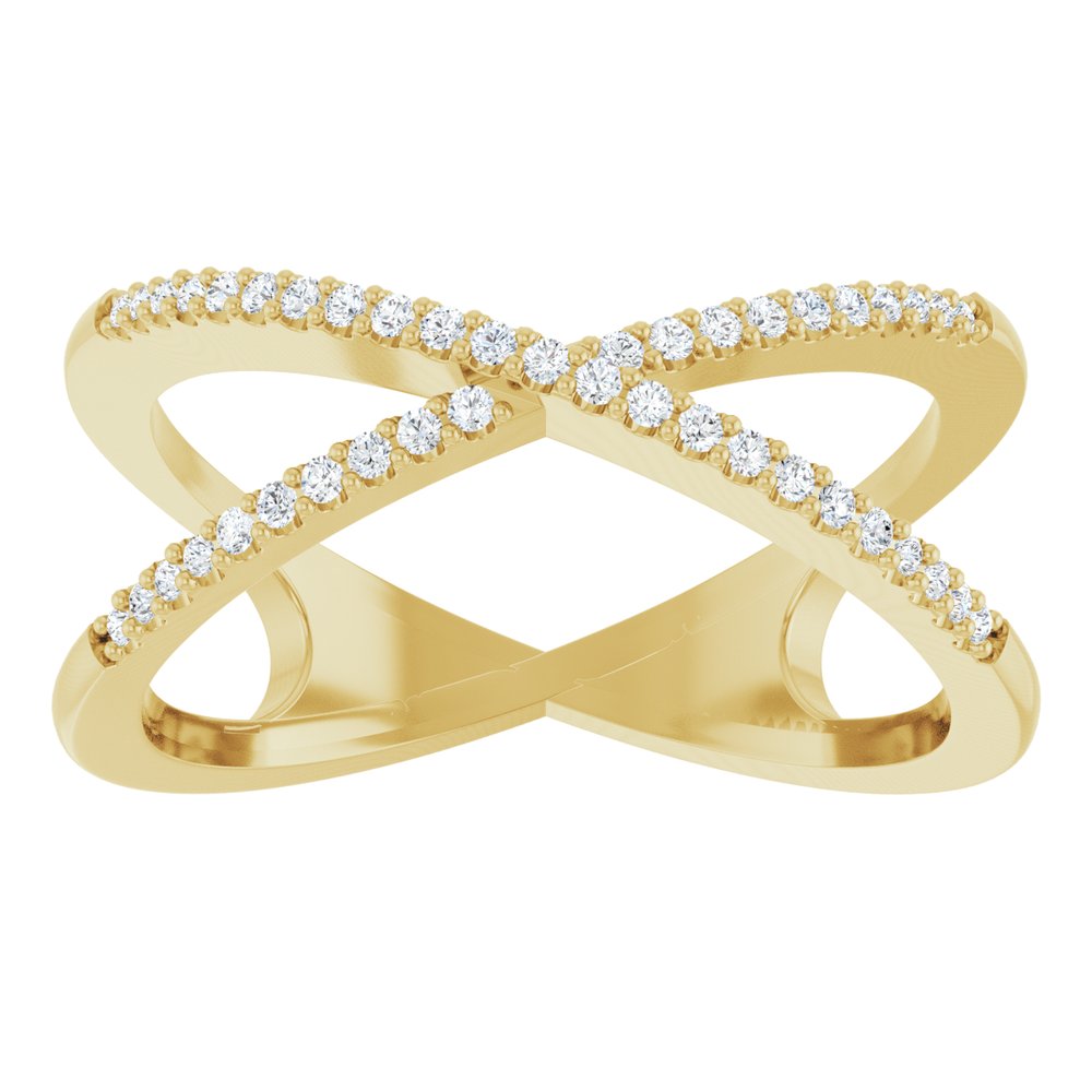 14K Yellow Gold 1/6 CTW Natural Diamond Criss-Cross Ring