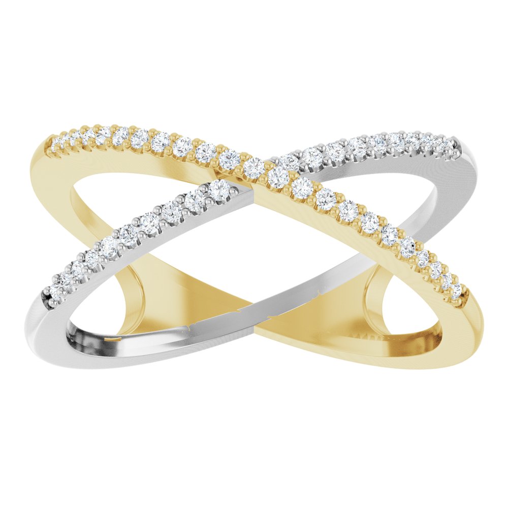 14K Yellow/White Gold 1/6 CTW Natural Diamond Criss-Cross Ring