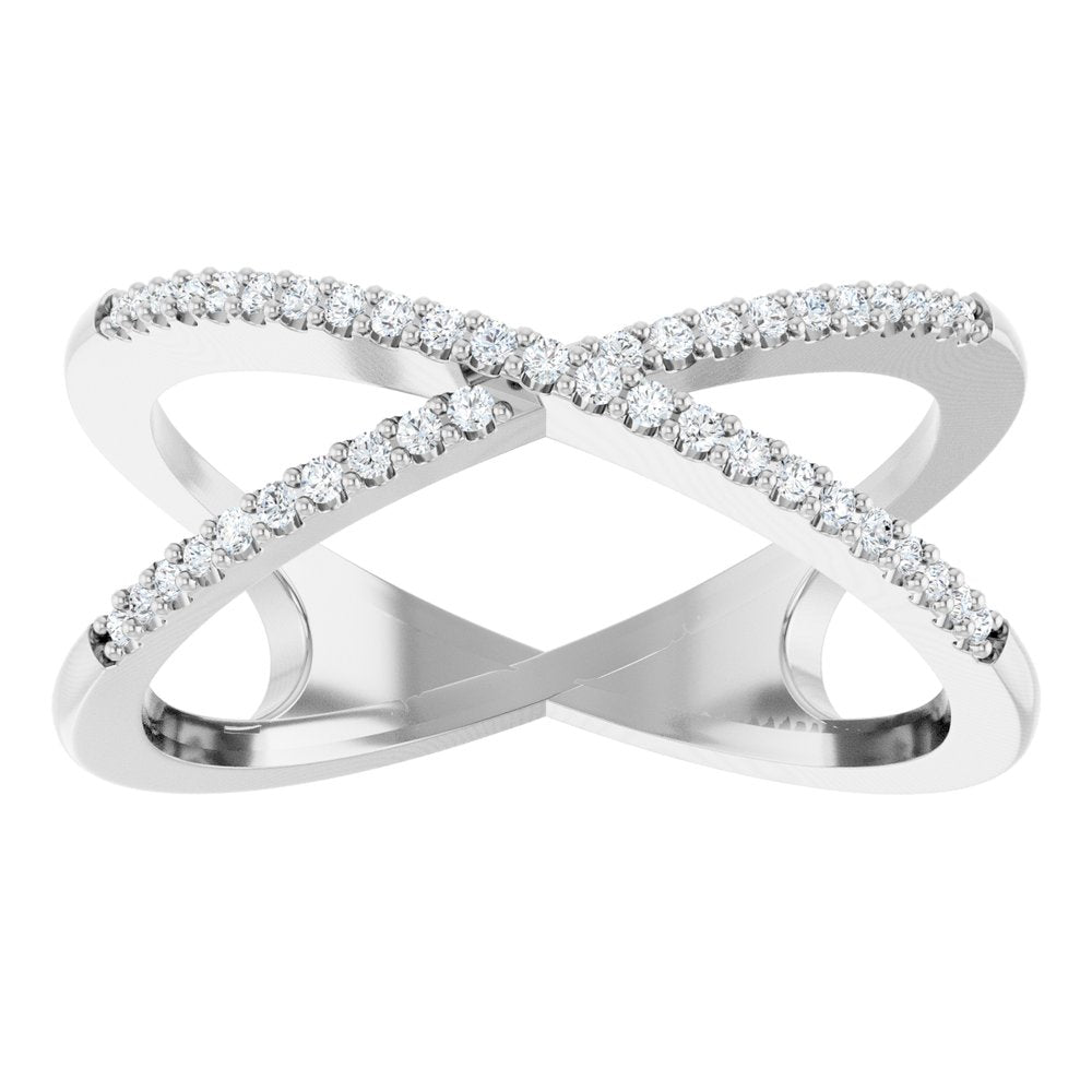 14K White Gold 1/6 CTW Natural Diamond Criss-Cross Ring