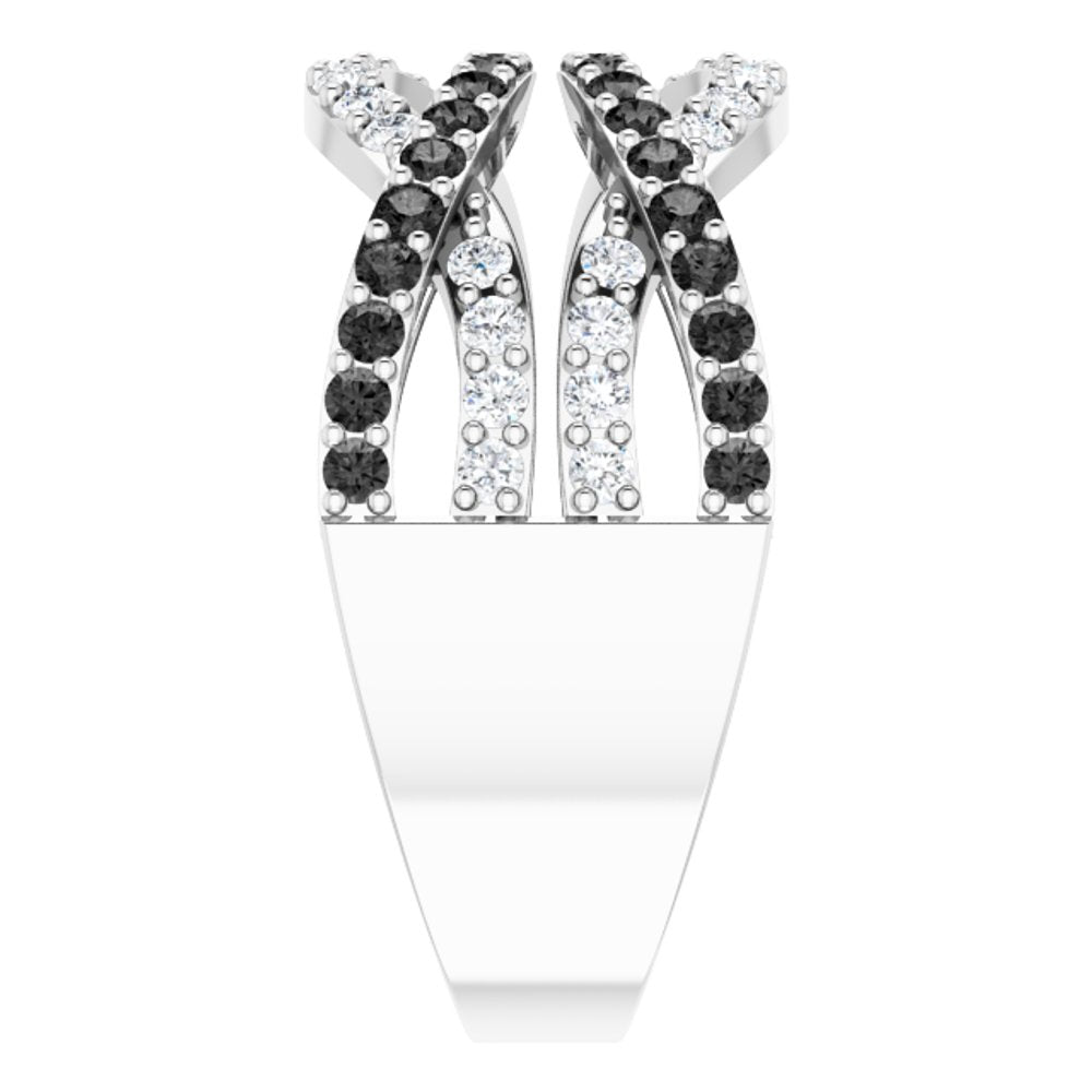 14K White Gold 1 CTW Natural Black & White Diamond Ring
