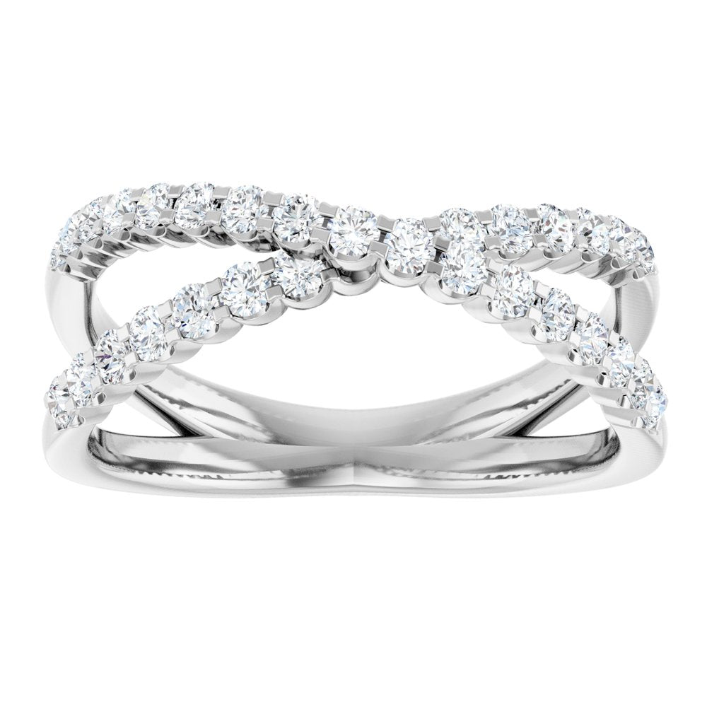 14K White Gold 1/2 CTW Lab-Grown Diamond Criss-Cross Ring