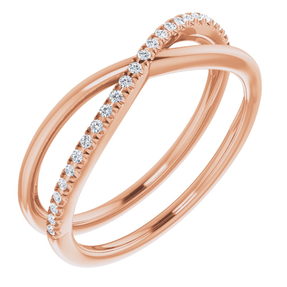 14K Rose Gold 1/8 CTW Natural Diamond Criss-Cross Ring