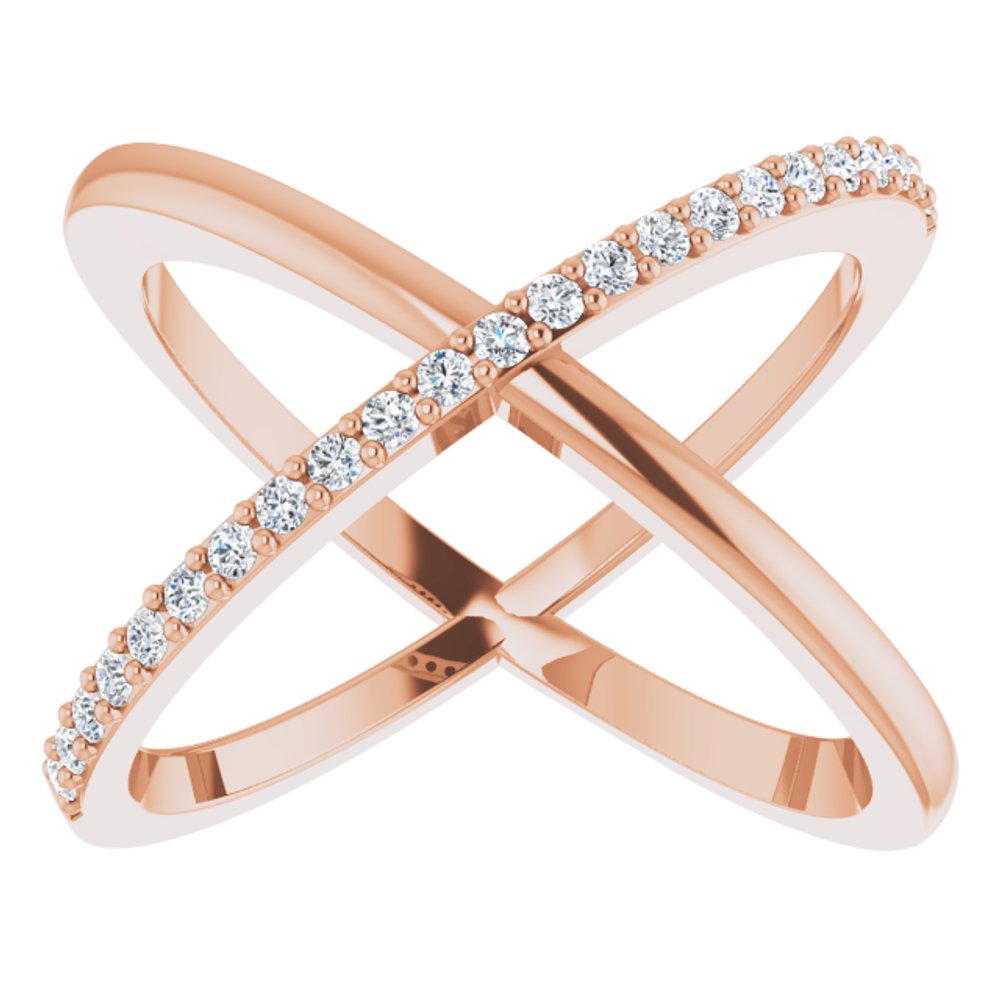 14K Rose 1/4 CTW Natural Diamond Criss-Cross Ring