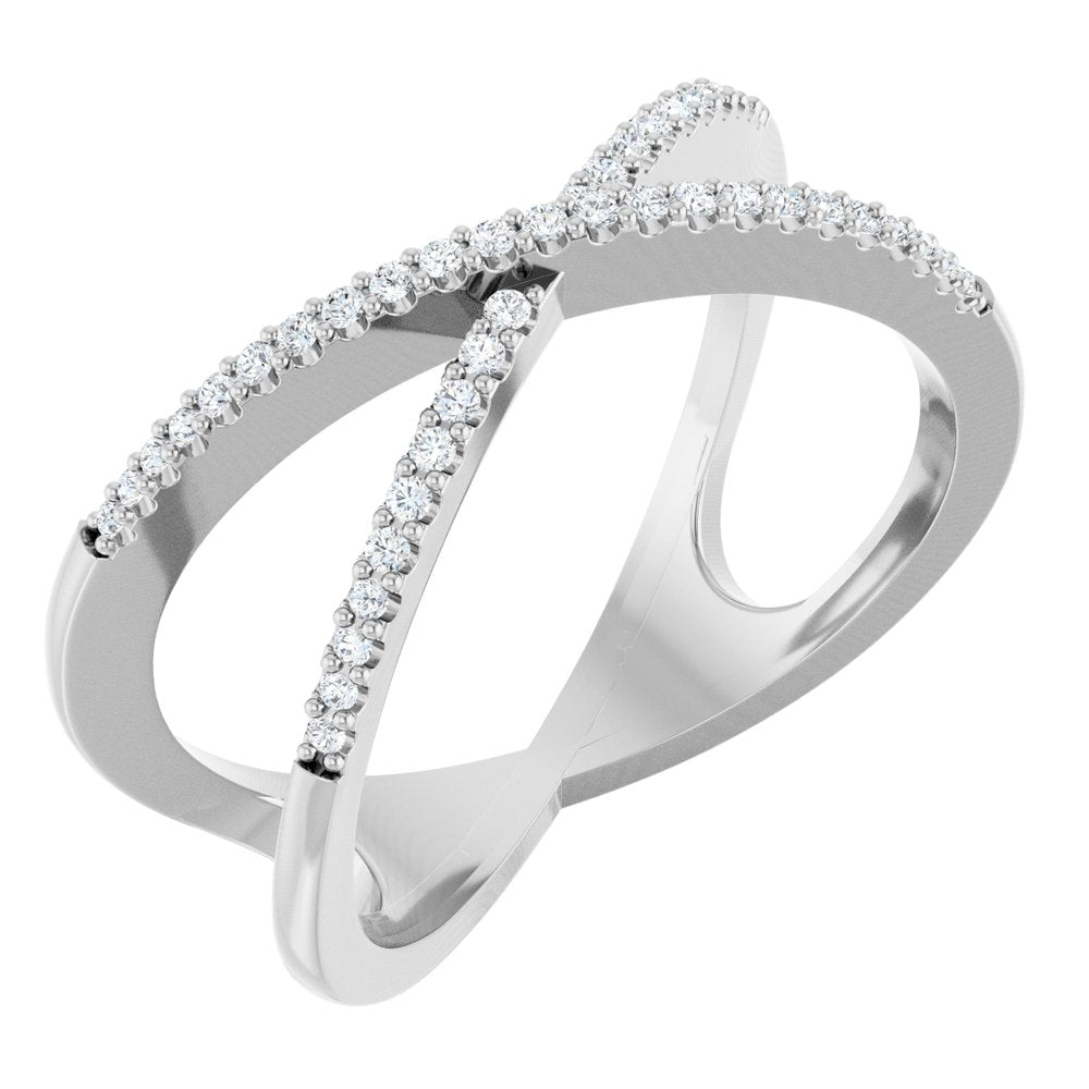14K White Gold 1/6 CTW Natural Diamond Criss-Cross Ring