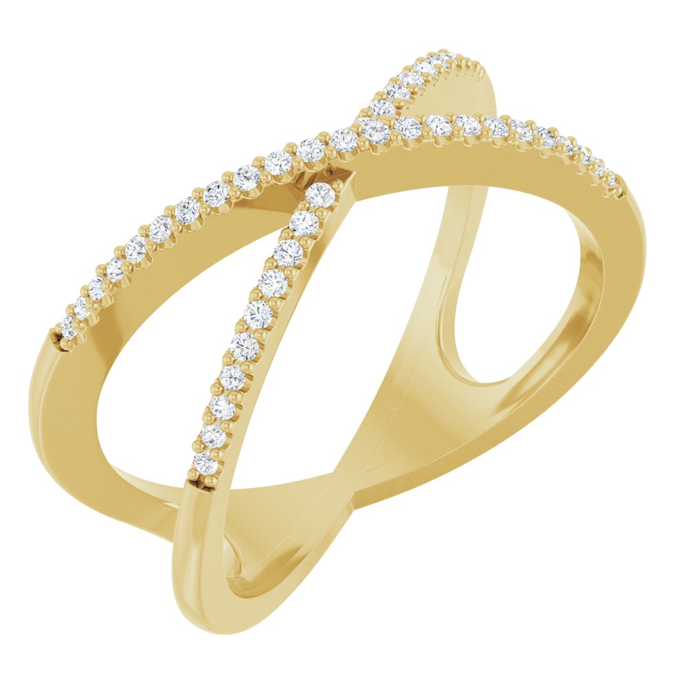 14K Yellow Gold 1/6 CTW Natural Diamond Criss-Cross Ring
