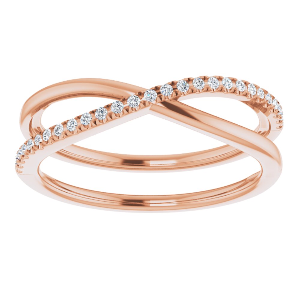 14K Rose Gold 1/8 CTW Natural Diamond Criss-Cross Ring