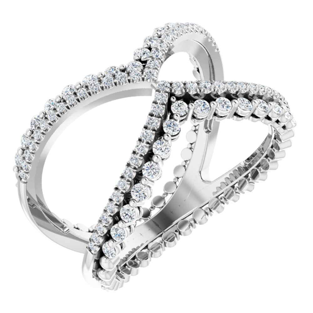 14K White Gold 1/2 CTW Natrual Diamond Negative Space Ring