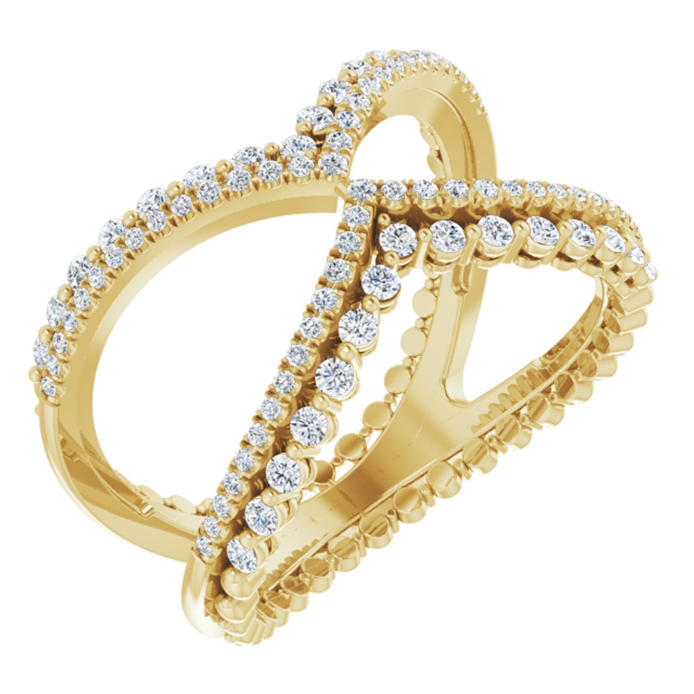 14K Yellow Gold 1/2 CTW Natrual Diamond Negative Space Ring