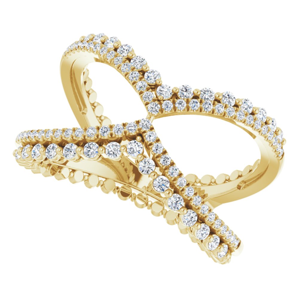 14K Yellow Gold 1/2 CTW Natrual Diamond Negative Space Ring
