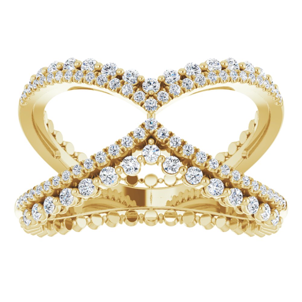 14K Yellow Gold 1/2 CTW Natrual Diamond Negative Space Ring