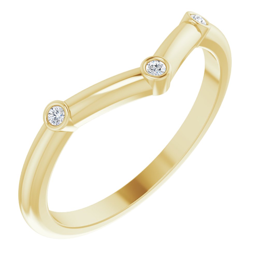14K Yellow Gold .03 CTW Natural Diamond Stackable V Ring