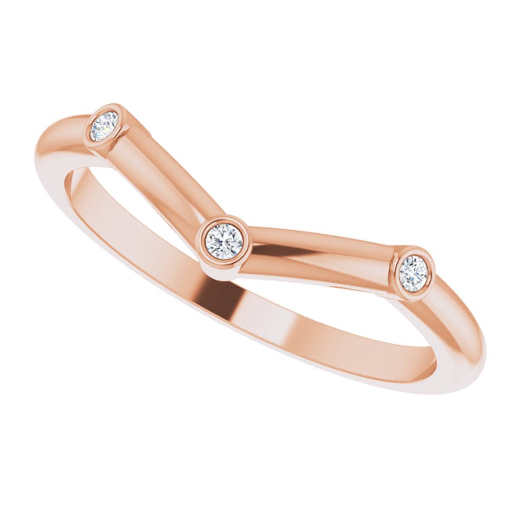 14K Rose Gold .03 CTW Natural Diamond Stackable V Ring