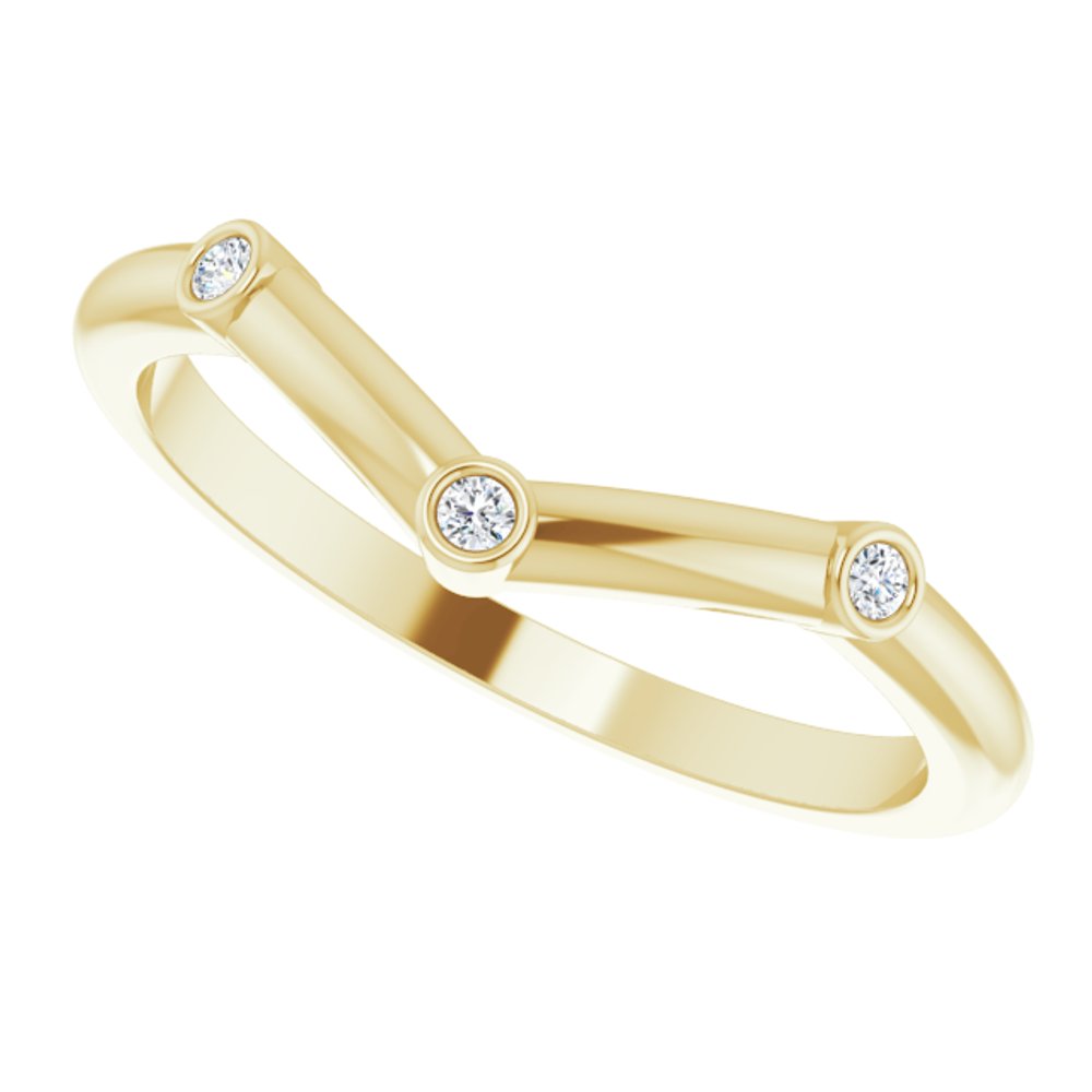 14K Yellow Gold .03 CTW Natural Diamond Stackable V Ring