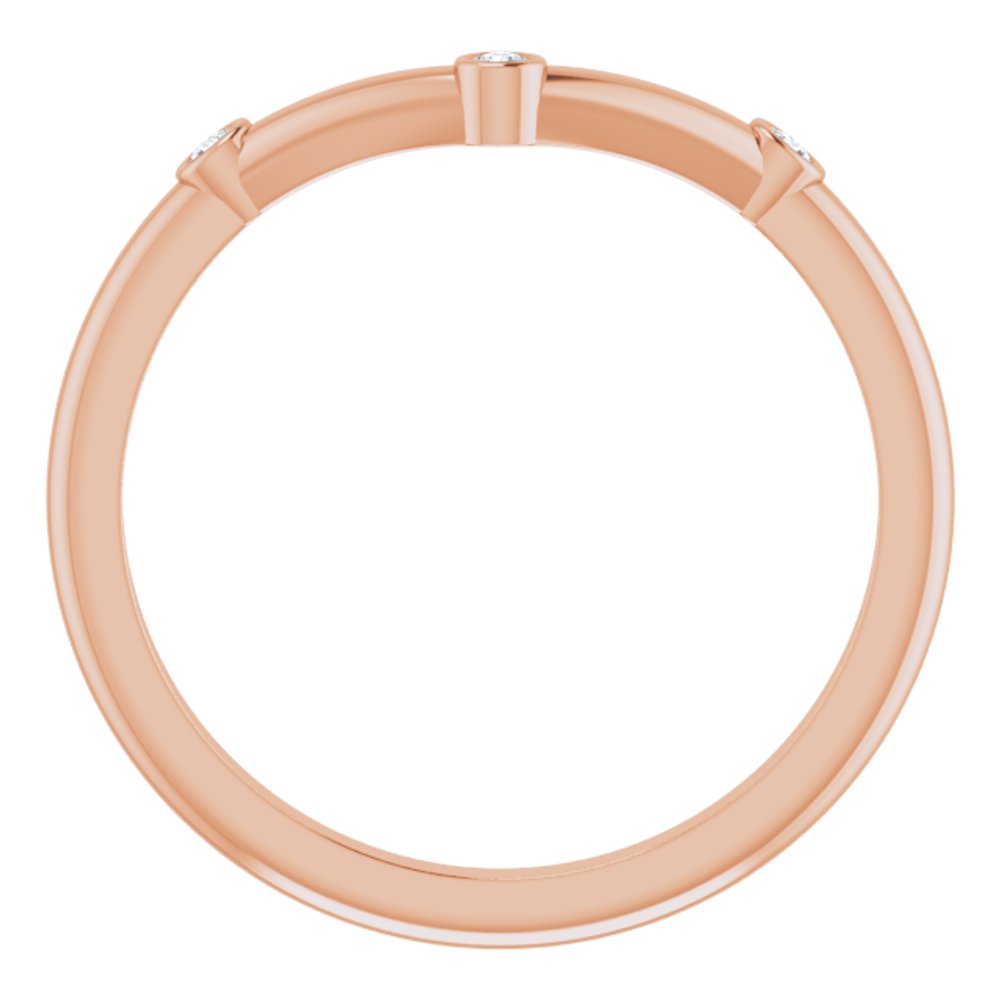 14K Rose .03 CTW Natural Diamond Stackable V Ring