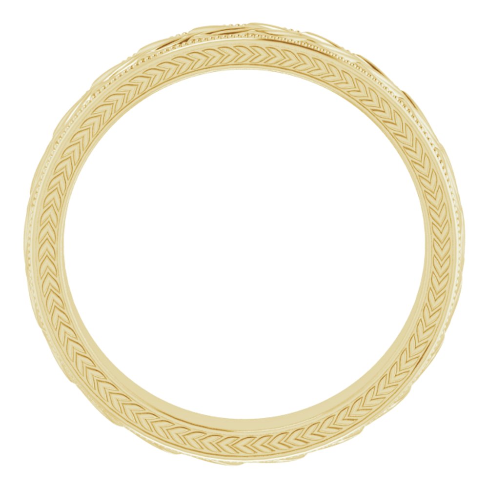 10K Yellow Gold 5 mm Milgrain Edge Wheat Pattern Flat Band Size 10.5