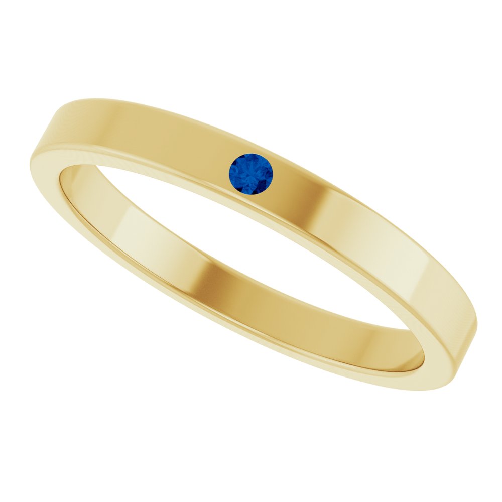 14K Yellow Gold Natural Blue Sapphire Family Stackable Ring