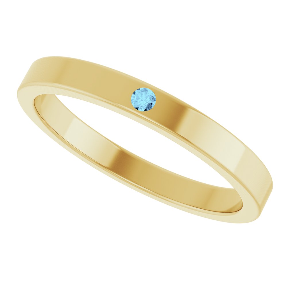 14K Yellow Gold Natural Aquamarine Family Stackable Ring