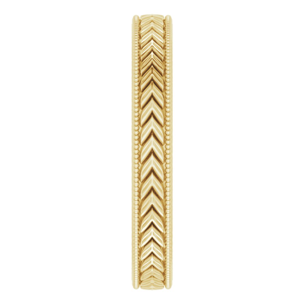 10K Yellow Gold 3 mm Milgrain Edge Wheat Pattern Flat Band Size 5