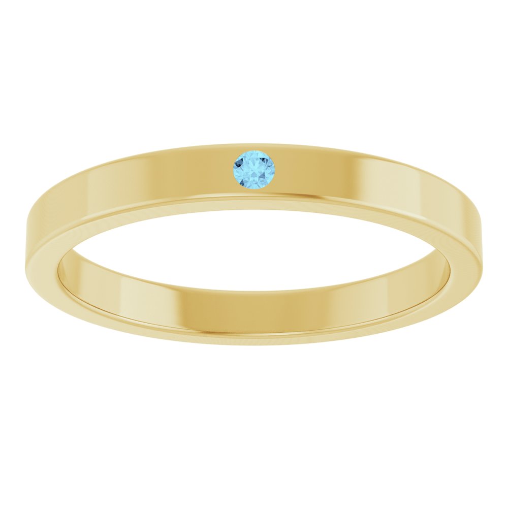 14K Yellow Gold Natural Aquamarine Family Stackable Ring