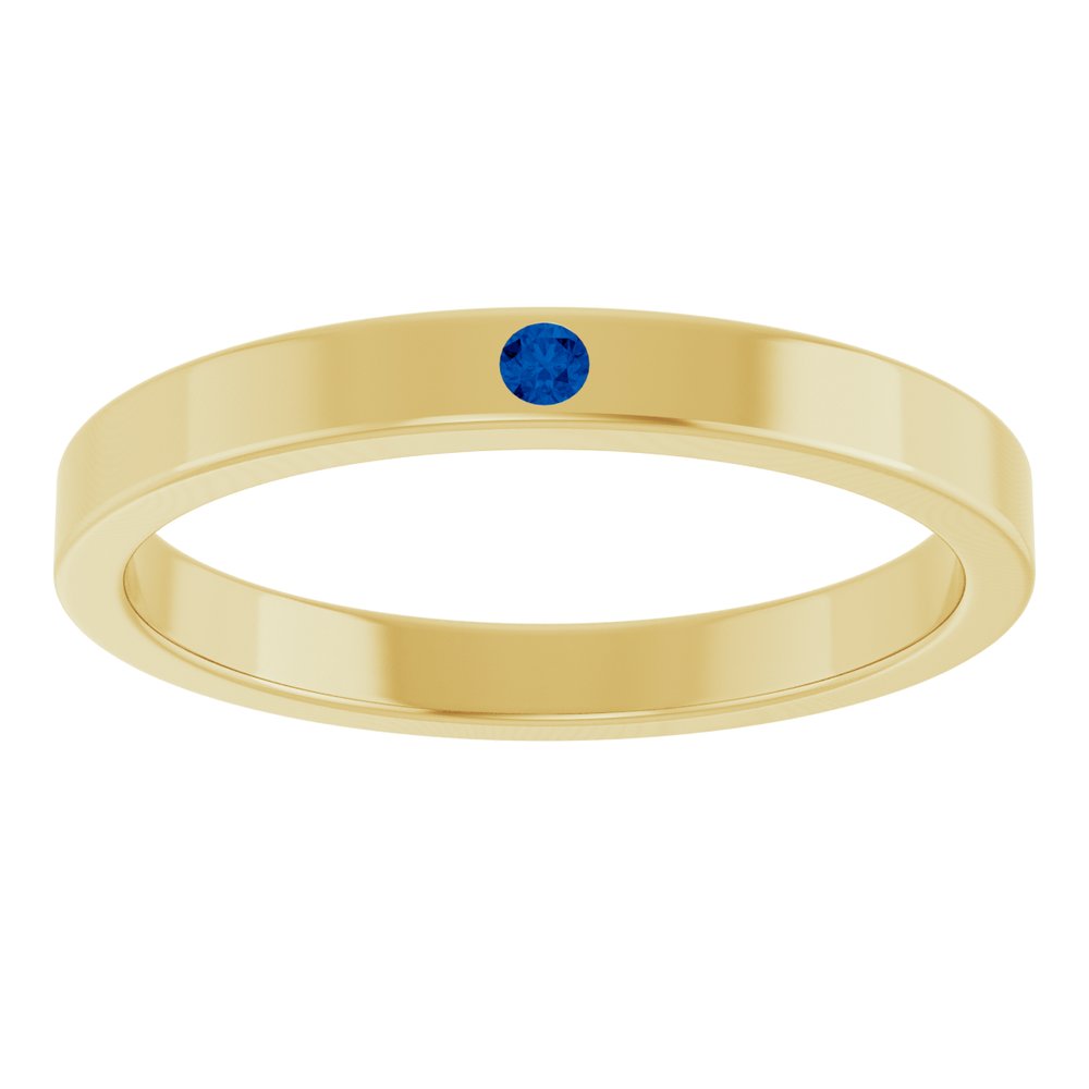 14K Yellow Gold Lab-Grown Blue Sapphire Family Stackable Ring
