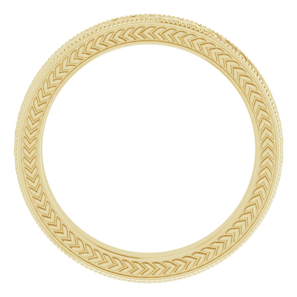10K Yellow Gold 3 mm Milgrain Edge Wheat Pattern Flat Band Size 5