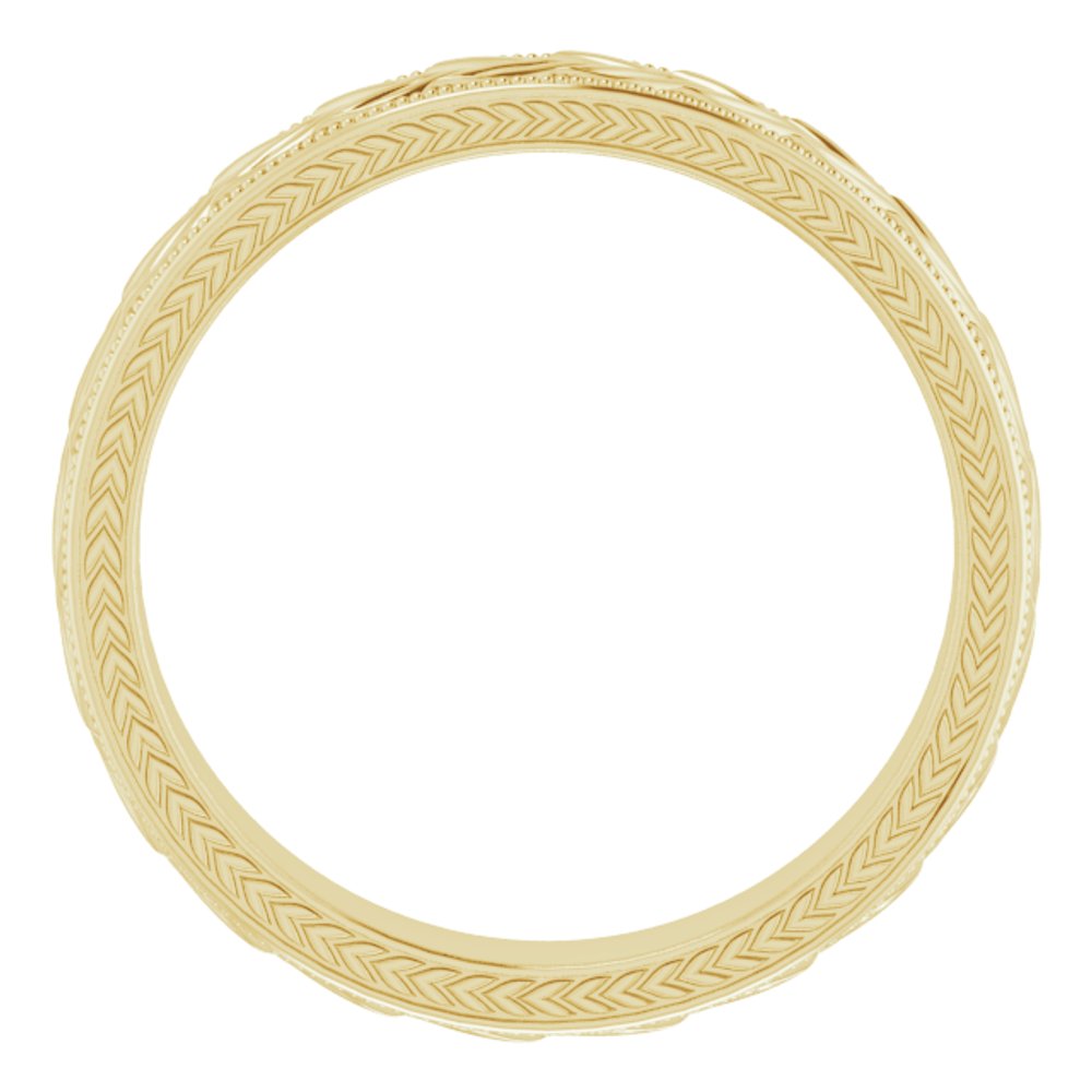 14K Yellow Gold 5 mm Milgrain Edge Wheat Pattern Flat Band Size 11.5