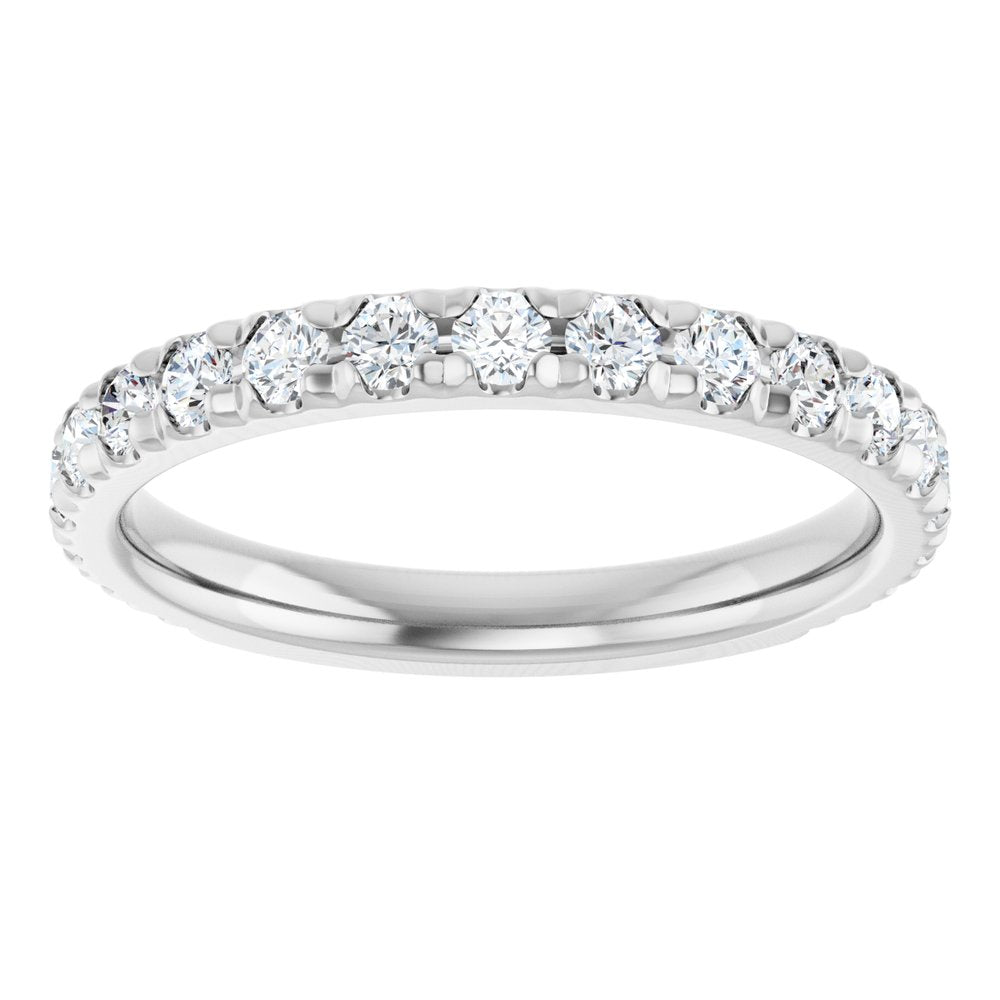 14K White 3/4 CTW Natural Diamond French-Set Anniversary Band