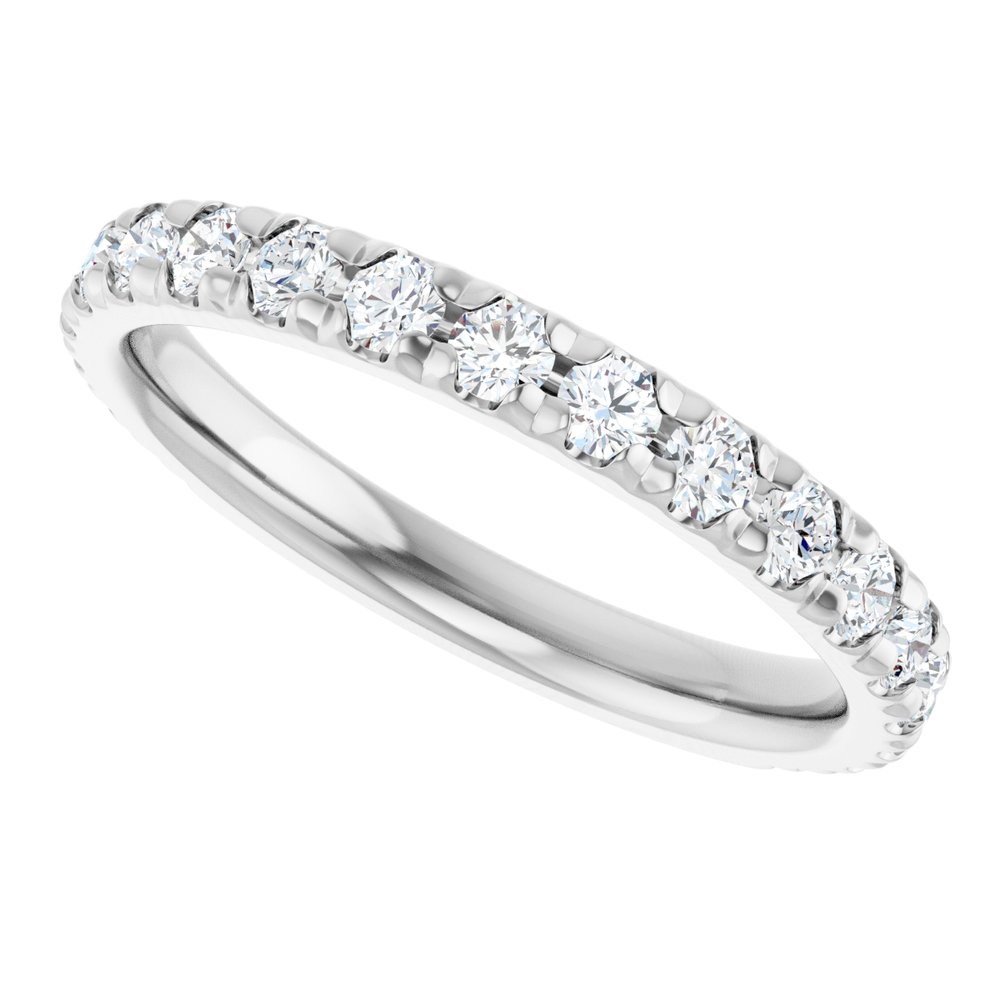 14K White 3/4 CTW Natural Diamond French-Set Anniversary Band