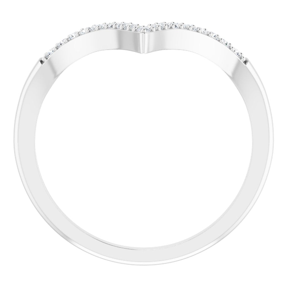 14K White Gold 1/6 CTW Natural Diamond V Ring