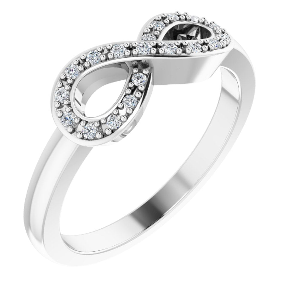 14K White Gold 1/10 CTW Natural Diamond Infinity-Inspired Ring