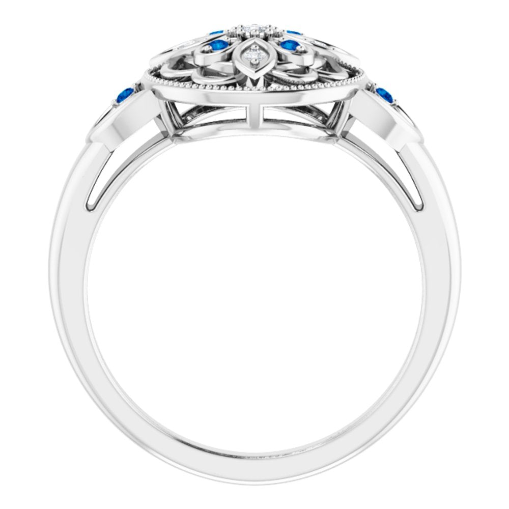 Sterling Silver Natural Blue Sapphire & .03 CTW Natural Diamond Ring