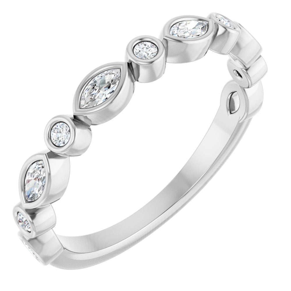 14K White 3/8 CTW Natual Diamond Anniversary Band