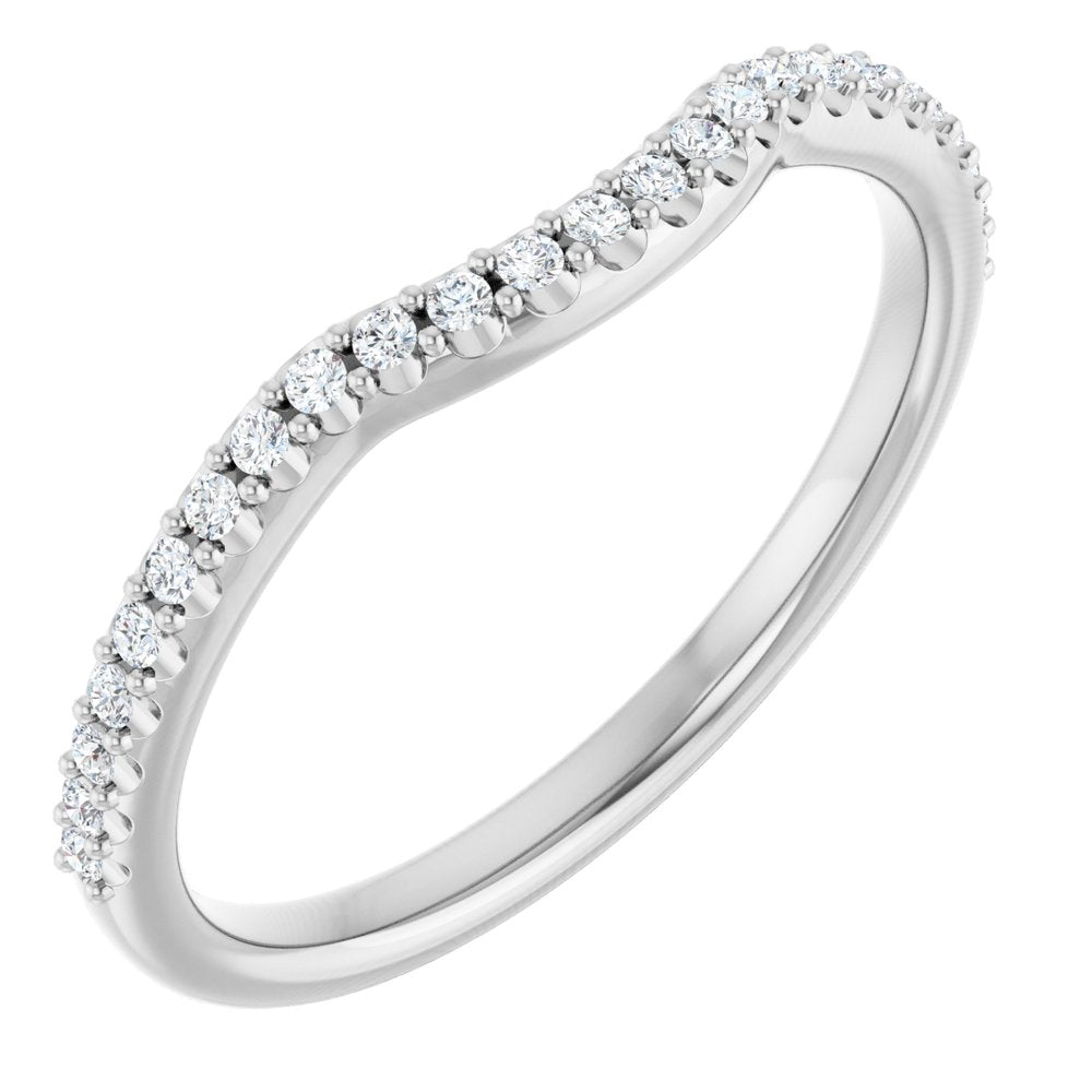 14K White Gold 1/8 CTW Natural Diamond Contour Band