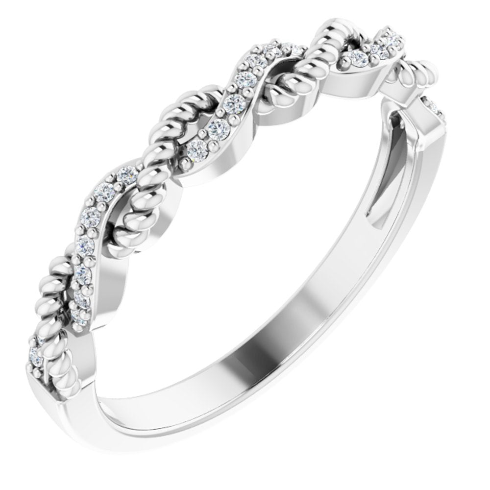 14K White 1/10 CTW Natural Diamond Stackable Ring