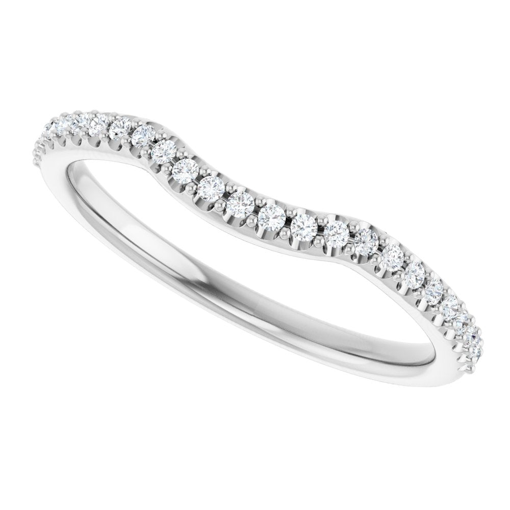 14K White Gold 1/8 CTW Natural Diamond Contour Band