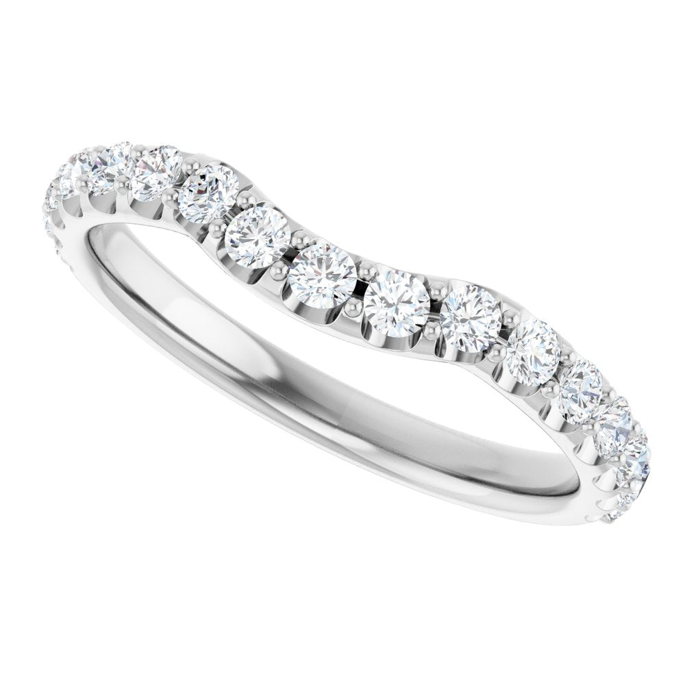 14K White Gold 1/2 CTW Natural Diamond Contour Band