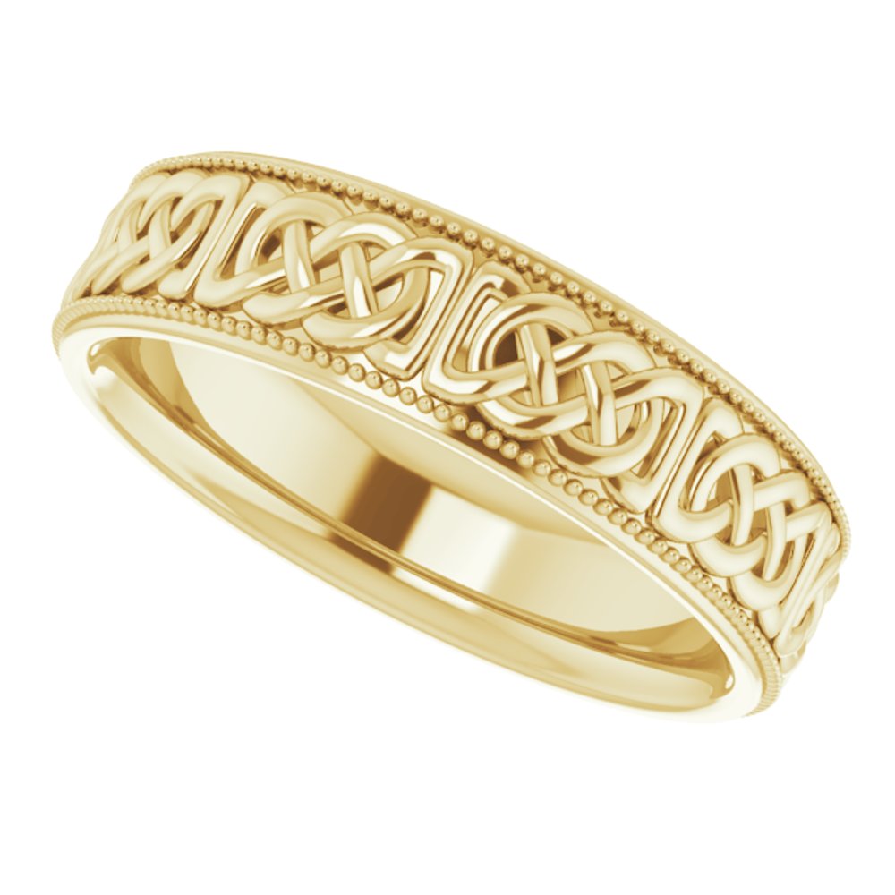 14K Yellow Gold 6 mm Celtic-Inspired Band Size 10