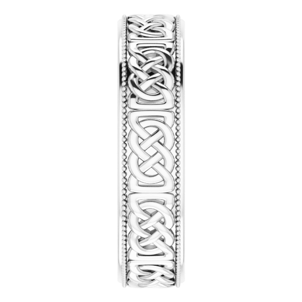 14K White Gold 6 mm Celtic-Inspired Band Size 10