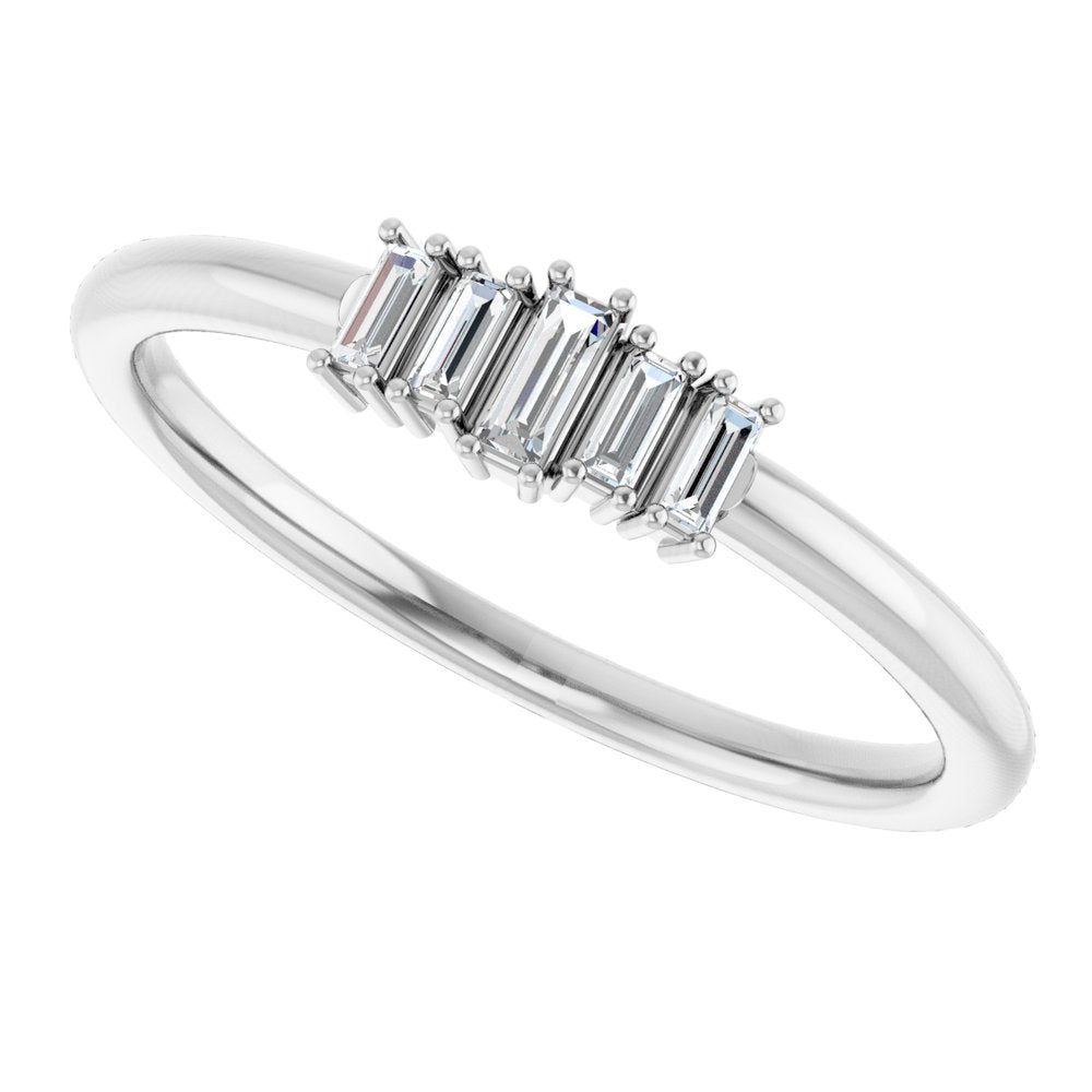 14K White Gold 1/8 CTW Natural Diamond Stackable Ring
