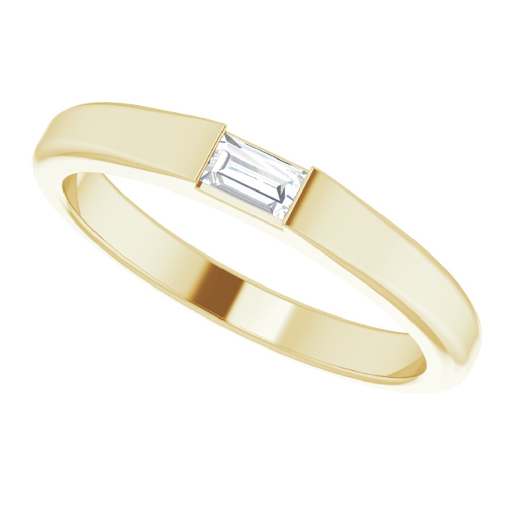 14K Yellow Gold 1/10 CT Natural Diamond Stackable Ring