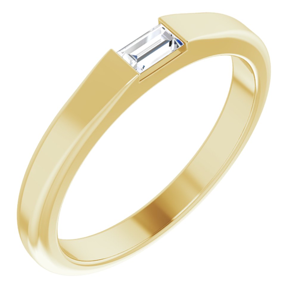 14K Yellow Gold 1/10 CT Natural Diamond Stackable Ring
