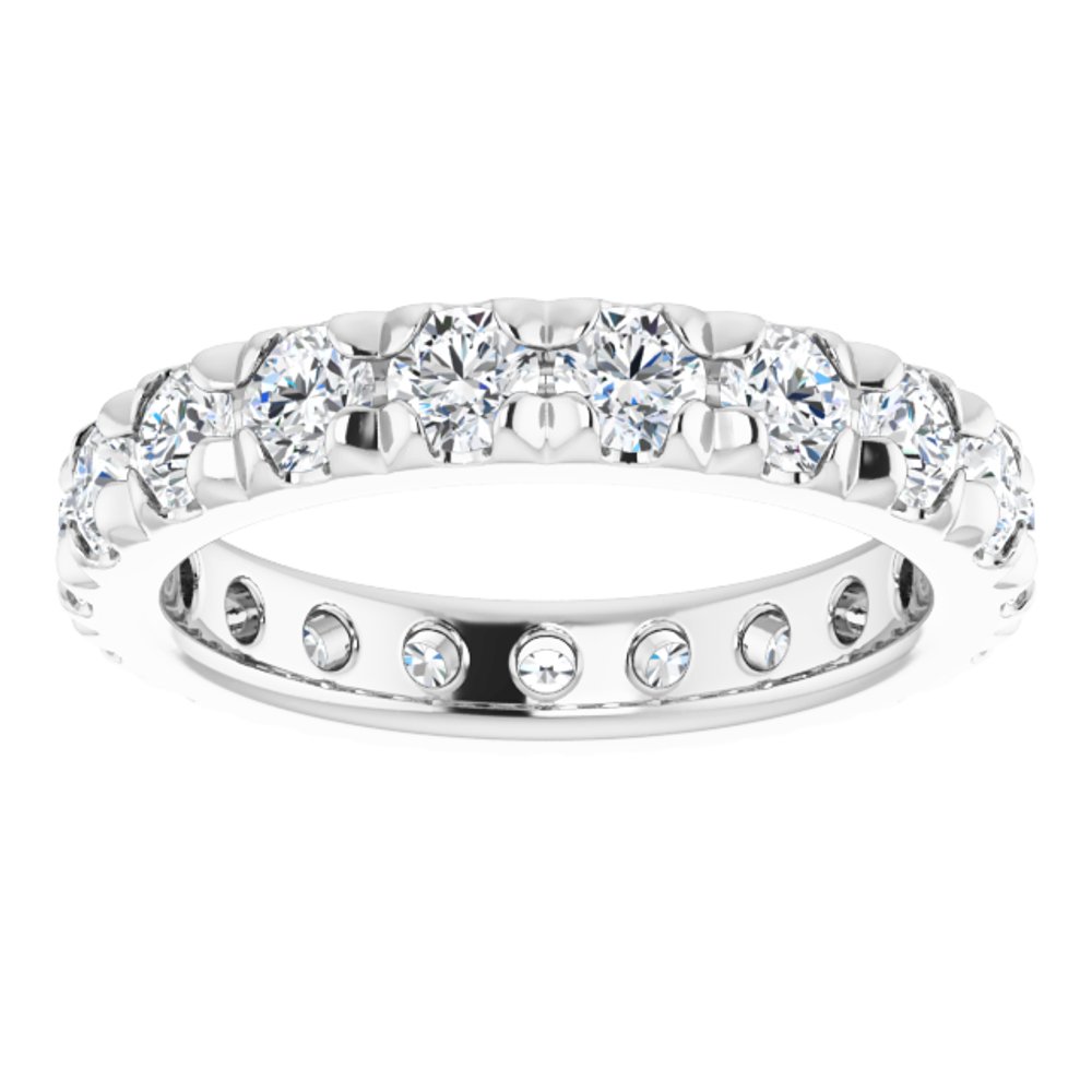 14K White Gold 1 3/4 CTW Natural Diamond French Set Eternity Band Size 5.25