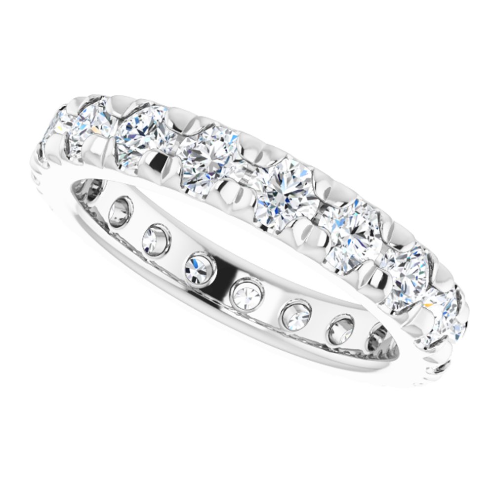 14K White Gold 1 3/4 CTW Natural Diamond French Set Eternity Band Size 5.25