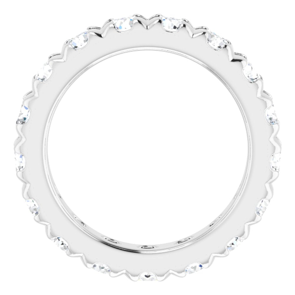 14K White Gold 2 1/2 CTW Natural Diamond French Set Eternity Band Size 5.5